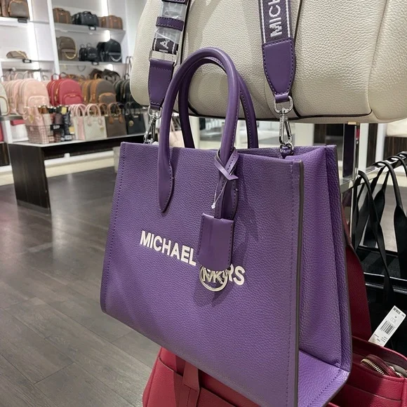 MICHAEL KORS Mirella Medium Pebbled Leather Tote Bag
Dark Purple 
NWT - Picture 10 of 16